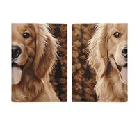 Reisepasshülle aus Leder, Reisepasshülle, Indianer-Traumfänger, bedruckt, Reisepassbuch für Dokumente, Reisegeschenke, Niedlicher Golden Retriever, 20.3x13.8cm