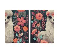 Reisepasshülle aus Leder, Reisepasshülle, Indianer-Traumfänger, bedruckt, Reisepassbuch für Dokumente, Reisegeschenke, Niedliches Lama-Blumenmuster, 20.3x13.8cm