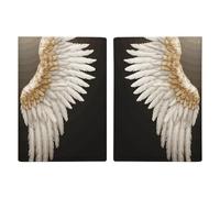 Reisepasshülle aus Leder, Reisepasshülle, schwarz, Roboter, bedrucktes Reisepassbuch für Dokumente, Reisegeschenke, Engelsflügel, 20.3x13.8cm