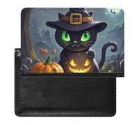 Reisepasshülle aus Leder, Reisepassschutz, Meeresotter, Familie, Reisedokumenten-Halter, Reiseutensilien, für Damen und Herren, Katze Halloween, Einheitsgröße