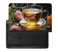 Reisepasshülle aus Leder, Reisepassschutz, Rot und Weiß, Schlangenmotiv, Reisedokumenten-Halter, Reisezubehör für Damen und Herren, Tasse Tee, Einheitsgröße