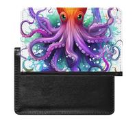 Reisepasshülle aus Leder, Reisepassschutz, Rot und Weiß, Schlangenmotiv, Reisedokumenten-Halter, Reisezubehör für Damen und Herren, Bunte Kraken, Einheitsgröße