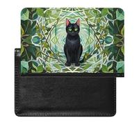 Reisepasshülle aus Leder, Reisepassschutz "The Witch of Darkness", Reisedokumenten-Halter, Reiseutensilien, für Damen und Herren, schwarze katze, Einheitsgröße