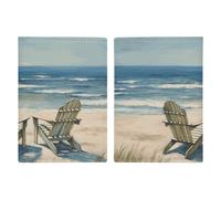 Reisepasshülle aus Leder, Schwarz und Gold, Marmor-Textur, bedrucktes Reisepassbuch für Dokumente, Reisegeschenke, Strandszene mit Stühlen, 20.3x13.8cm