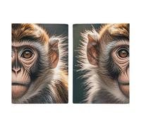 Reisepasshülle aus Leder, Vintage-Stil, amerikanische USA-Flagge, bedrucktes Reisepassbuch für Dokumente, Reisegeschenke, Niedlicher Affe, 20.3x13.8cm