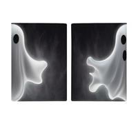 Reisepasshülle aus Leder, Vintage-Stil, amerikanische USA-Flagge, bedrucktes Reisepassbuch für Dokumente, Reisegeschenke, Schwarz und Halloween-Geist, 20.3x13.8cm