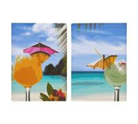 Reisepasshülle aus Leder, weiß, natürlicher grüner Zweig, bedrucktes Reisepassbuch für Dokumente, Reisegeschenke, Tropical Beach Drink, 20.3x13.8cm