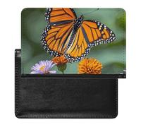 Reisepasshülle aus Leder, weiße Blüten, blaue Schmetterlinge, Reisedokumenten-Halter, Reiseutensilien, für Damen und Herren, Monarch-Schmetterlinge, Einheitsgröße