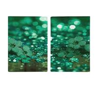 Reisepasshülle aus PU-Kunststoff, glitzernd, mit Federmotiv, Uni, 20,3 x 13,8 cm, Grün, Stil:, 20.3x13.8cm