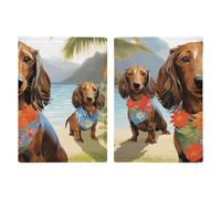 Reisepasshülle aus PU-Kunststoff, Motiv: Vintage-Mandala-Blumen, schlankes Kartenetui für Damen und Herren, Lederetui, Dackel Tropische Malkunst, 20.3x13.8cm