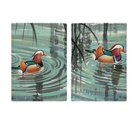 Reisepasshülle aus PU-Leder mit niedlichem Nilpferd-Motiv, schlankes Kartenetui für Damen und Herren, Lederetui, Reisezubehör, Mandarinenenten im chinesischen Stil, 20.3x13.8cm