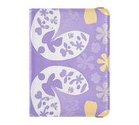 Reisepasshülle aus weißem Leder, dekorativ, wasserdicht, Violett, Violettes Muster, Weiß, 1 size