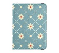 Reisepasshülle aus weißem Leder, niedliches Cartoon-Design, kleine Blumen, weiß, für Reisen, Herren, Reisedokumente, Organizer, Schutz, Reisepasshülle, leicht, Blaue niedliche Cartoon-Blumen, weiß, 1