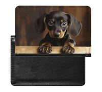 Reisepasshülle, bedruckter Reisepasshalter mit Dackel-Motiv, PU-Reisepasshülle, Unisex, Reisepasshülle, Hundedackel, 14 x 9 cm, Hundedackel, 5.8*3.9 IN