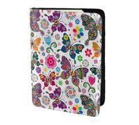 Reisepasshülle, Blumenmuster, bunte Schmetterlinge, 14 cm, Reisezubehör, Dokumentenabdeckung, blockierender Organizer, Weiß