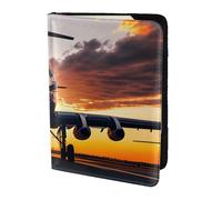 Reisepasshülle, Flugzeug bei Sonnenuntergang, Reiseutensilien, Karten- und Reisepass-Anti-Diebstahl-Brieftasche, Größe passend für alle gängigen Reisepässe