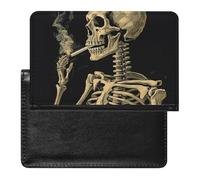 Reisepasshülle für Damen und Herren, RFID-blockierend, 3D-Druck, blauer Totenkopf, Reisezubehör, Ein Skelett mit brennender Zigarette, Einheitsgröße