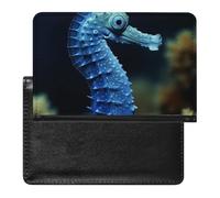 Reisepasshülle für Damen und Herren, RFID-blockierend, Blau, Reisezubehör, Blaues Seepferdchen, Einheitsgröße