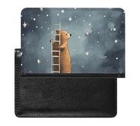 Reisepasshülle für Damen und Herren, RFID-blockierend, Corgi kleine Reisepasshülle, Reisezubehör, Bär Baut eine Leiter, Einheitsgröße