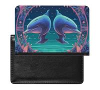 Reisepasshülle für Damen und Herren, RFID-blockierend, Corgi kleine Reisepasshülle, Reisezubehör, Zwei Delfine, Einheitsgröße