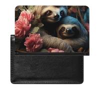 Reisepasshülle für Damen und Herren, RFID-blockierend, ein Mädchen, das Katzen liebt, Reisepasshülle, Reisezubehör, Ein Faultier und ein Baby-Faultier, Einheitsgröße