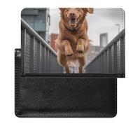 Reisepasshülle für Damen und Herren, RFID-blockierend, farbige Kreise, Reisezubehör, Happy Golden Retriever, Einheitsgröße