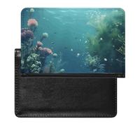 Reisepasshülle für Damen und Herren, RFID-blockierend, farbige Kreise, Reisezubehör, Tiefsee-Blumen, Einheitsgröße