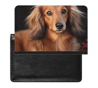 Reisepasshülle für Damen und Herren, RFID-blockierend, Herzform, romantisch, Strandpasshülle, Reisezubehör, Langhaariger Dackel, Einheitsgröße