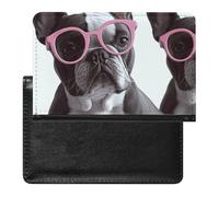 Reisepasshülle für Damen und Herren, RFID-blockierend, Indianer-Traumfänger, Reisezubehör, Reisezubehör, Brille Französische Bulldogge, Rosa, Einheitsgröße