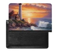 Reisepasshülle für Damen und Herren, RFID-blockierend, Lake District, Nationalpark, Reisezubehör, Leuchtturm bei Sonnenuntergang, Einheitsgröße