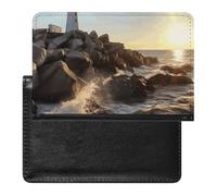 Reisepasshülle für Damen und Herren, RFID-blockierend, Leuchtturm-Hintergrund, Reisezubehör, Reisezubehör, Leuchtturm Rocks Seaside, Einheitsgröße