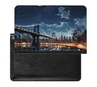 Reisepasshülle für Damen und Herren, RFID-blockierend, Leuchtturm-Hintergrund, Reisezubehör, Reisezubehör, Moon Light New York City, Einheitsgröße