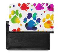 Reisepasshülle für Damen und Herren, RFID-blockierend, lustiges Hai-Design, Reisezubehör, Bunte Hundepfotenabdruck., Einheitsgröße