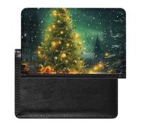 Reisepasshülle für Damen und Herren, RFID-blockierend, Schwarz und Gold, Meeresschildkrötenmuster, Reisezubehör, Weihnachtsbäume, Einheitsgröße