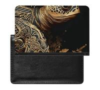 Reisepasshülle für Damen und Herren, RFID-blockierend, Schwarz und Gold, Meeresschildkrötenmuster, Reisezubehör, Schwarz-goldenes Meeresschildkrötenmuster, Einheitsgröße