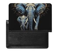 Reisepasshülle für Damen und Herren, RFID-blockierend, Sonnenblumen, Reisezubehör, Reisezubehör, Zwei Elefanten auf schwarzem Hintergrund, zwei Elefanten, Einheitsgröße