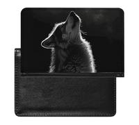 Reisepasshülle für Damen und Herren, RFID-blockierend, Wolf mit Blick auf den Mond, Reisepasshülle, Reisezubehör, Wolf Facing the Moon, Einheitsgröße