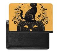 Reisepasshülle für Damen und Herren, RFID-blockierend, zwei Schneemänner, Skifahren, Reisezubehör, Kätzchen auf Kürbis, Einheitsgröße