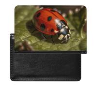 Reisepasshülle für Damen und Herren, RFID-blockierend, zwei Schneemänner, Skifahren, Reisezubehör, Marienkäfer auf Blatt, Einheitsgröße