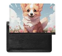 Reisepasshülle für Damen und Herren, RFID-blockierende Cupcakes und Schneeflocken, Reisepasshülle, Reisezubehör, Corgi Hund sitzend auf Hügel, Einheitsgröße