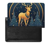 Reisepasshülle für Damen und Herren, RFID-blockierende Cupcakes und Schneeflocken, Reisepasshülle, Reisezubehör, Blende Golden Deer, Einheitsgröße