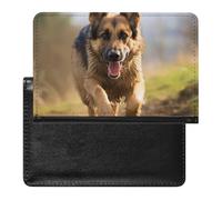 Reisepasshülle für Damen und Herren, RFID-blockierende Eule, Baumzweige, Reisepasshülle, Reisezubehör, Laufender deutscher Schäferhund, Einheitsgröße