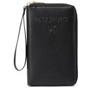 Reisepasshülle für Damen und Herren, RFID-Reisepasshülle mit Kartenfächern, Reisepasshülle, Reisepasshülle, Reisezubehör, Schwarzer Reißverschluss, Reißverschluss