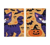 Reisepasshülle für Halloween, Katze, Reisepasshülle, PU, Reisepasshülle, Brieftasche, Reisepasshülle, Uni, Reisepassschutz, Stil, 20,3 x 13,8 cm, Stil:, 20.3x13.8cm