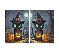 Reisepasshülle für Halloween, Motiv: Katze, schmal, für Reisen, kompakte Reisepasshülle, leichte Brieftasche für Reisen, Stil, 20,3 x 13,8 cm, Stil:, 20.3x13.8cm