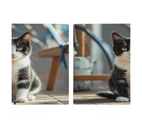 Reisepasshülle für Kätzchen, sitzend, ultradünn, PU-Leder, Reisedokumenten-Organizer, kompakt, Premium, internationaler US-Pass, Schutzhülle für Damen und Herren, Weiß und Schwarz