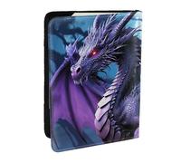 Reisepasshülle für Reisen, RFID-Reisepasshülle, PU-Leder, niedlicher Reisepassschutz für Damen und Herren, Motiv: Purple Dragon Purple Moon