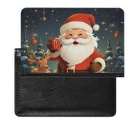 Reisepasshülle für Weihnachten, Weihnachtsmann, sichere Reisebrieftasche, PU-Leder, Kreditkarten, Reisepass, Organizer, Tasche für Damen und Herren, weiß, Einheitsgröße, modern, weiß, Einheitsgröße,