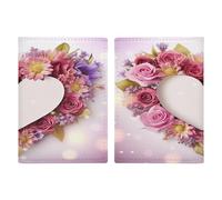 Reisepasshülle in Herzform mit Blumen, ultradünn, PU-Leder, Reisedokumenten-Organizer, kompakt, Premium-internationaler US-Pass, Schutzhülle für Damen und Herren