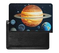 Reisepasshülle, Leder, leuchtet im Dunkeln, Sonnensystem, Planet, Reisedokumenten-Halter, Reiseutensilien, für Damen und Herren, Leuchtet im Dunkeln Sonnensystem-Planet, Einheitsgröße